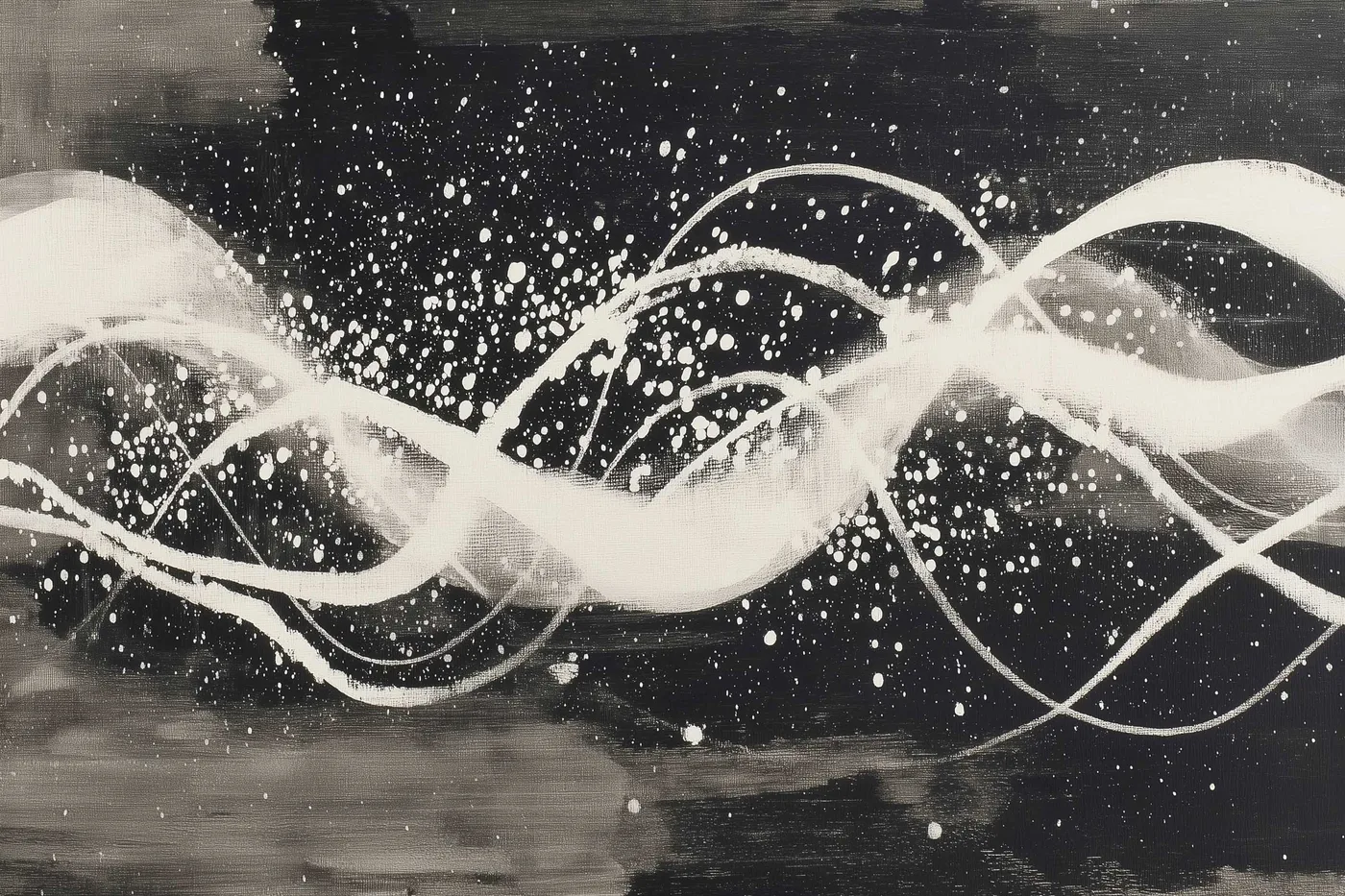 White Ribbons on Dark Ground — Black & White Abstract artwork