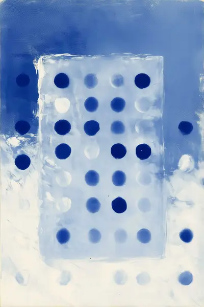 Blue Polka Panel — Indigo Abstract artwork