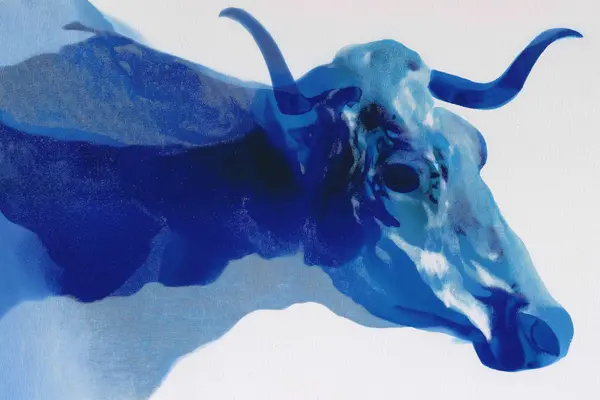 Abstract Cow Head and Horns — Indigo Animal artwork