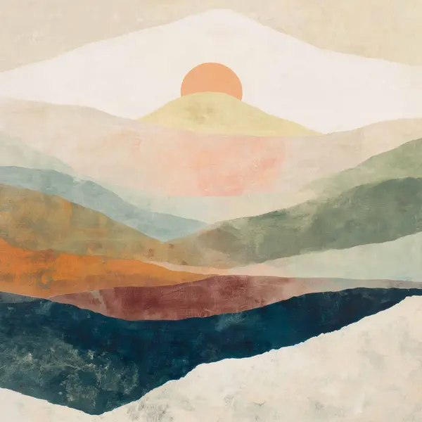 Sunset Over Layered Mountains — Earth Tones Nature & Landscape artwork