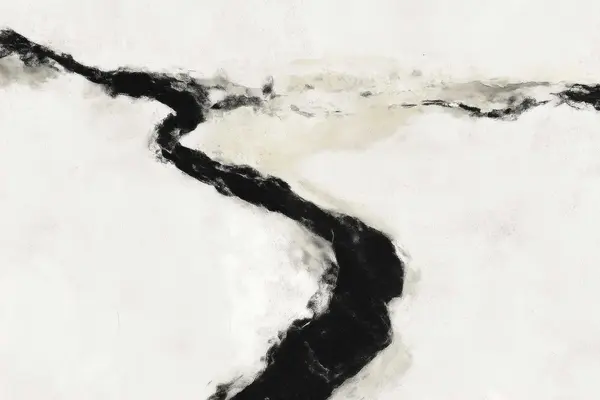 Abstract River Curve Landscape — Black & White Abstract artwork