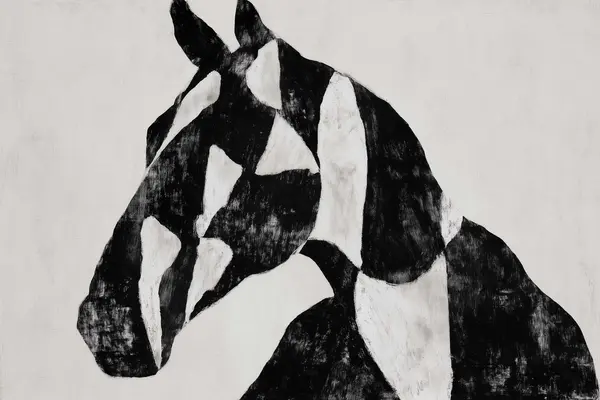 Geometric Horse Portrait — Black & White Animal artwork