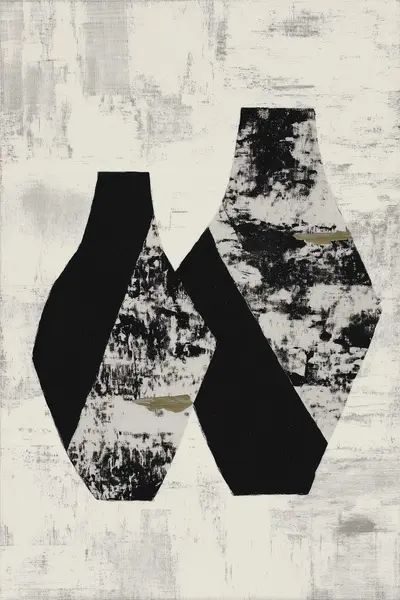Two Textured Vases — Black & White Still Life artwork