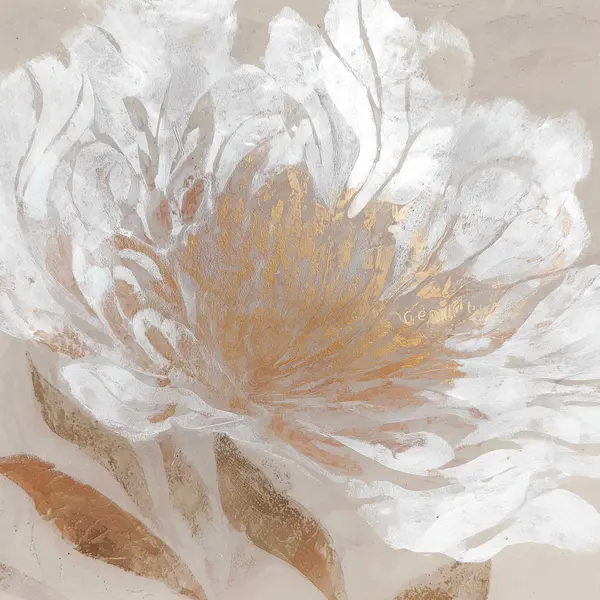 Cream Bloom Gold Heart — Soft Neutrals Floral & Botanical artwork